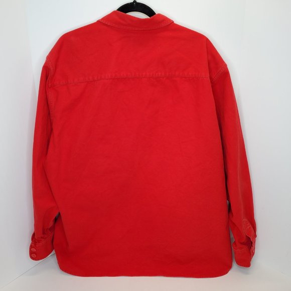 Vtg Woolrich Mens Red Button Up Shirt Jacket Shacket Sz XL Cotton Heavyweight. - Picture 8 of 11